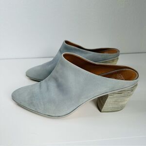 Sarto Soft Suede Leather Light Gray Mules Size 10